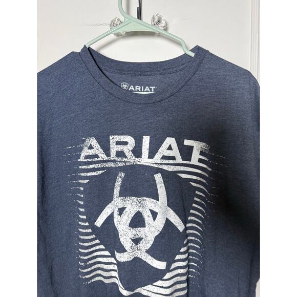 Ariat Navy Blue Short Sleeve Crewneck Shield Logo Cotton Graphic T-shirt XL - Picture 3 of 6